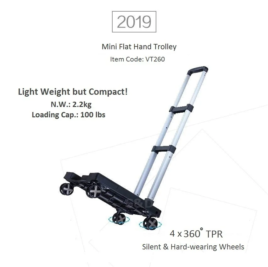 
Compact aluminum lightweight portable 4 silent spinner wheels platform shopping dolly folding luggage hand trolley cart truck 