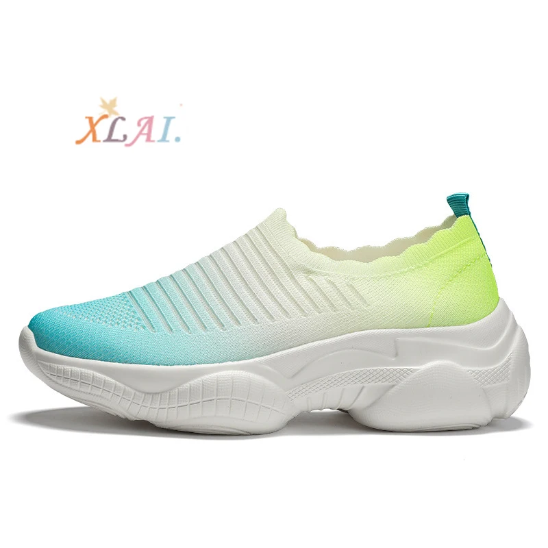 

XLAI Flying Woven Ladies Air Cushion Shoes Classic Footwear Mother Breathable Outdoor Leisure Walking Shoes Footwear For Women, 3 colors