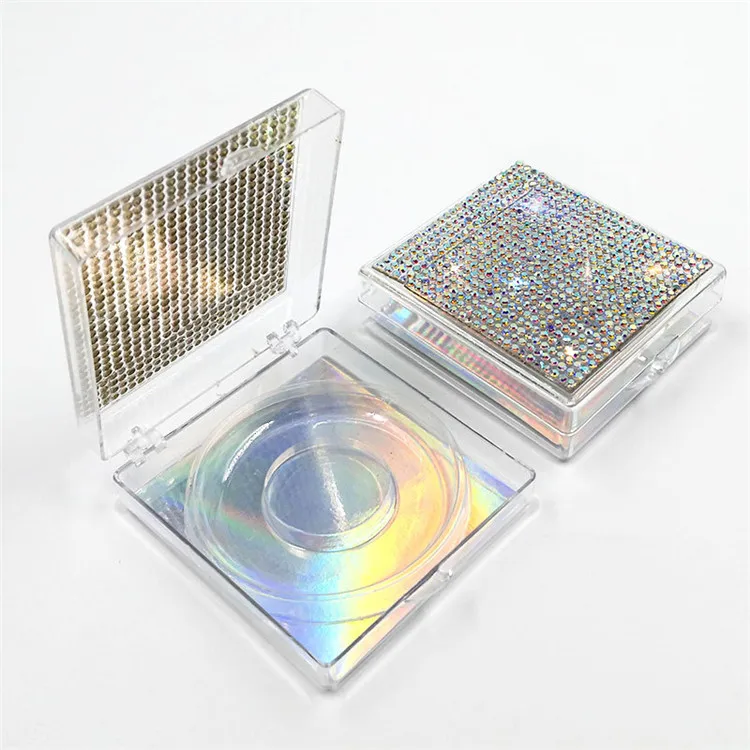 

wholesale diamond crystal eyelash box with rhinestone multi color eye lash box with tray, Like pic or customized