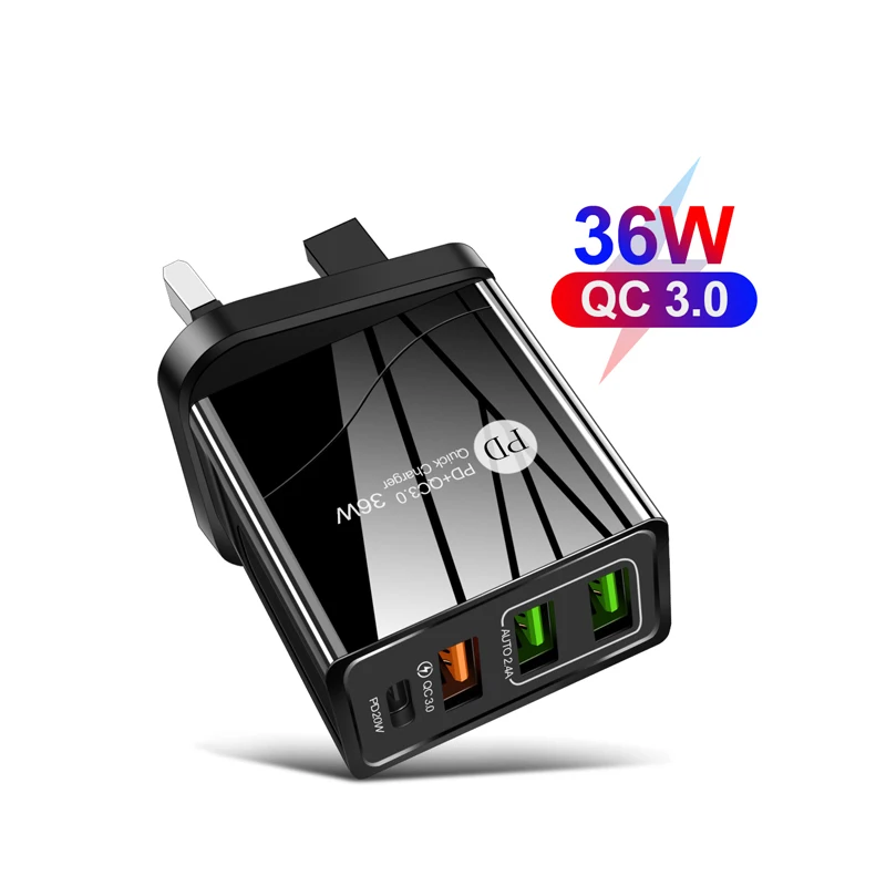 

Free Shipping 1 Sample OK 36W Multi Ports Usb Wall Charger Portable Usb C Charger Wall & Travel Charger Custom Accept