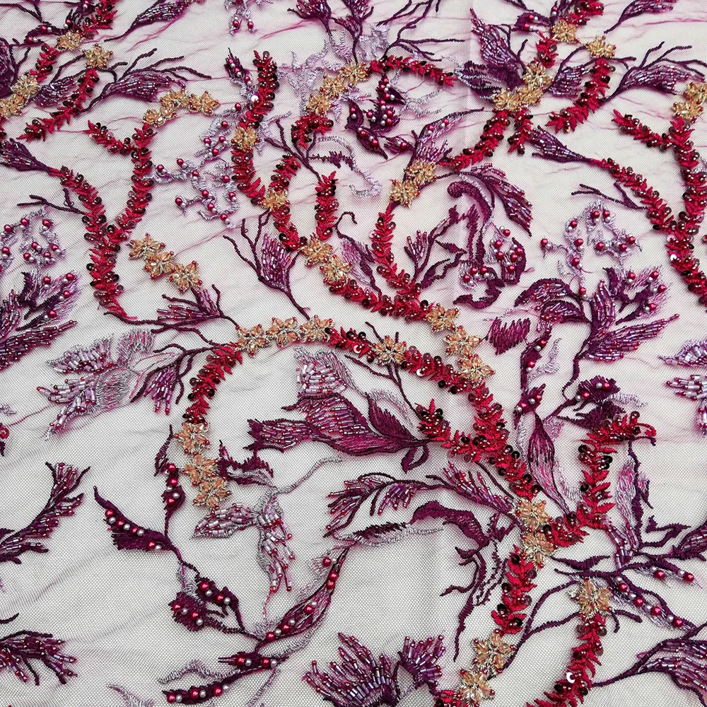 

Good quality latest high quality 2021 handmade beaded lace fabric fashion bridal lace fabric embroideryGood quality latest high