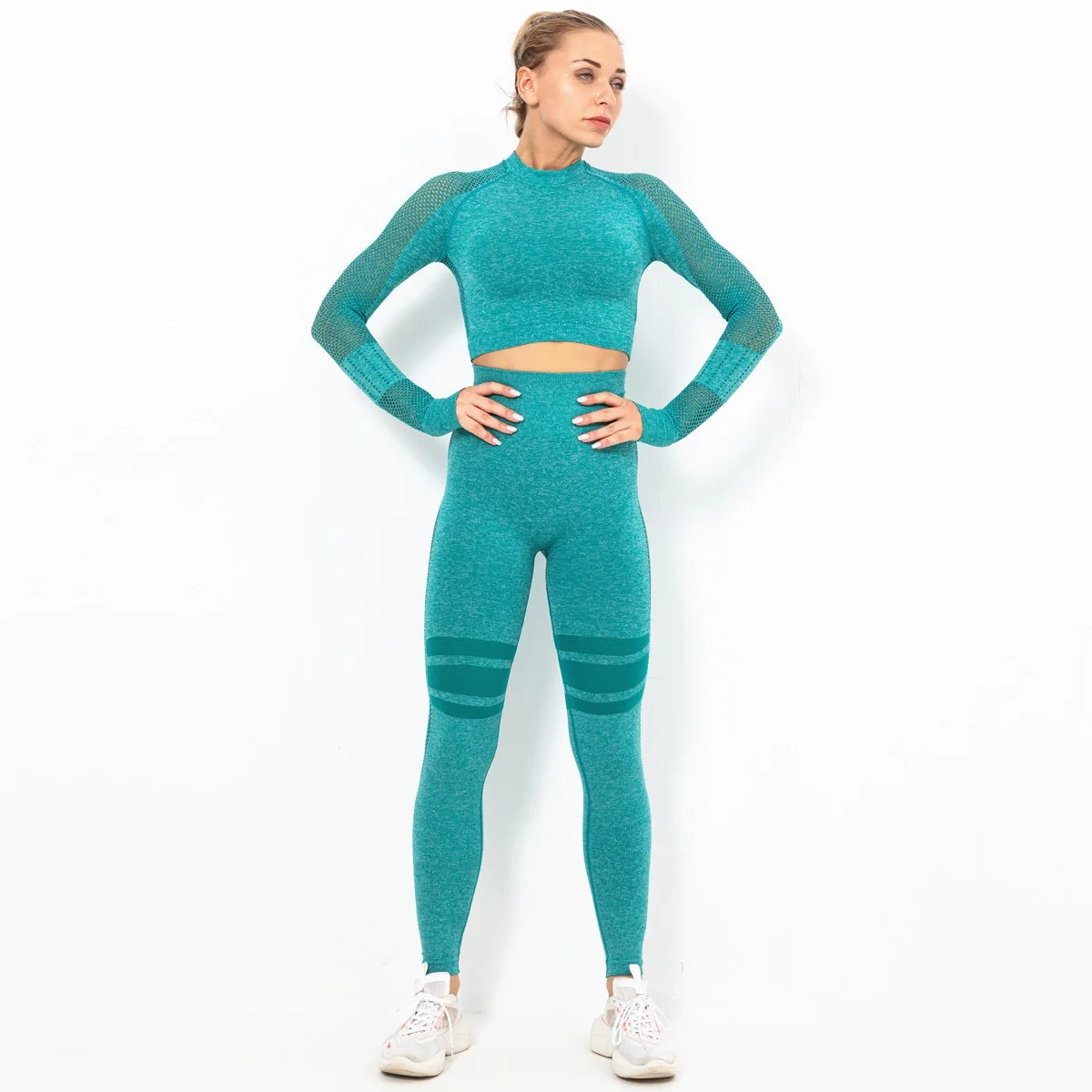 

BBLXF6034 Light green Hot new gradient color sports yoga suit high waist buttocks female fitness yoga suit sexy sports yoga suit