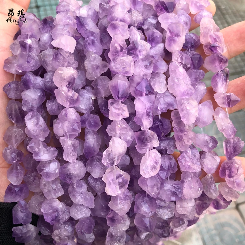 

Wholesale Loose Gemstone Beads Natural Irregular Rough Nugget Raw Purple Amethyst Beads For Jewelry Making