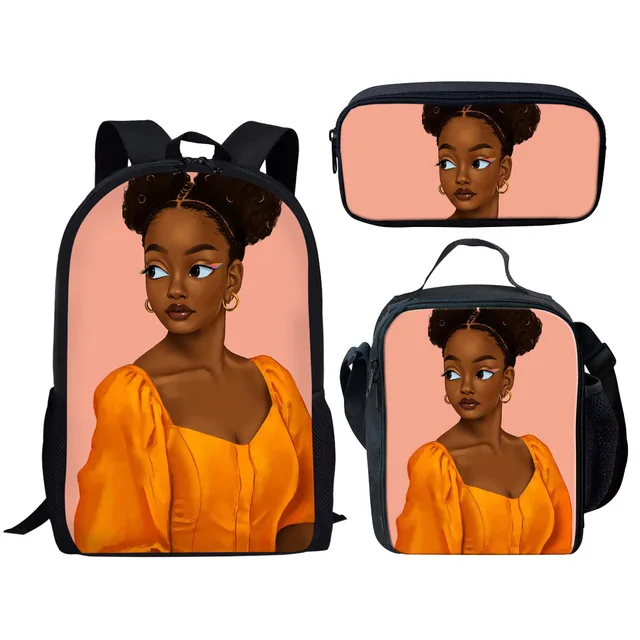 

Custom Print Afro Lady Girl Printing Sublimation Bookbags For Girls Unique Designed Bookbag Purse Women Bookbags School Bags Set, Customized color,printable