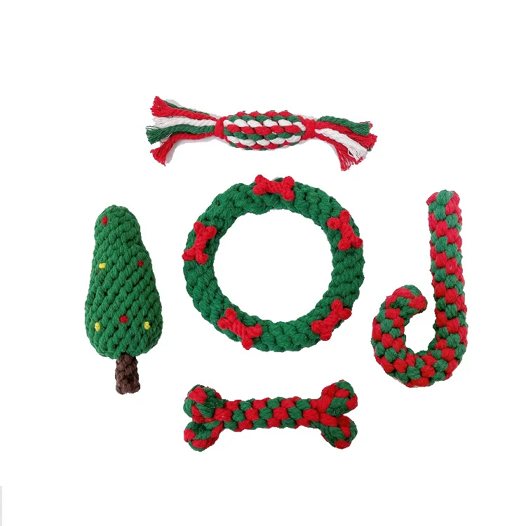 

Amazon's new Christmas pet cotton rope toy molar bite-resistant teeth cleaning interactive knot ball dog toy set