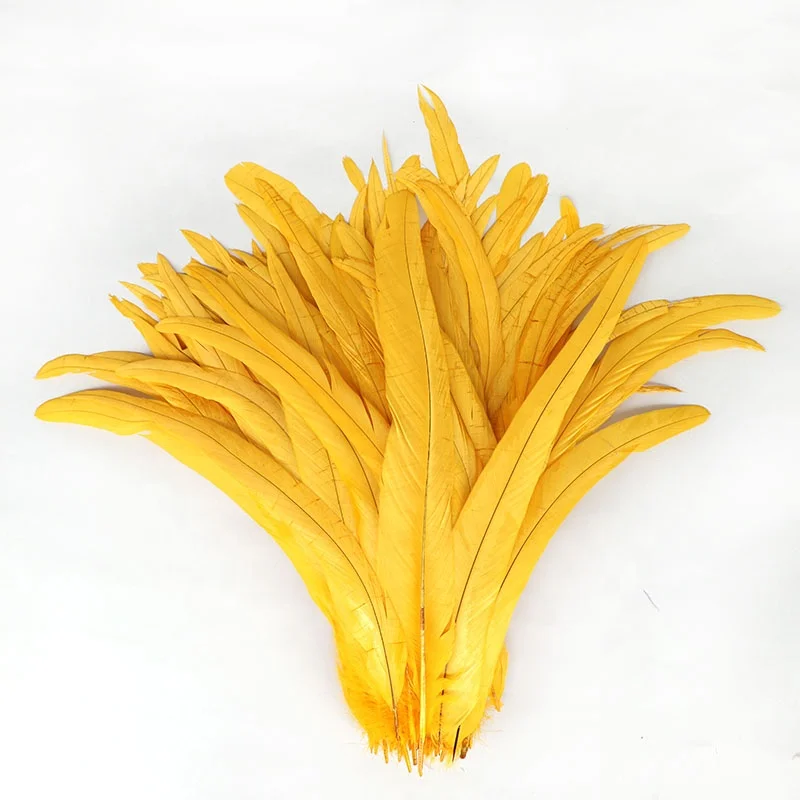 
12 14 Inch(30 35 cm) Wholesale High Quality Multi Color Bleached Dyed Chicken Rooster Schlappen Tail Feather  (1600086126116)