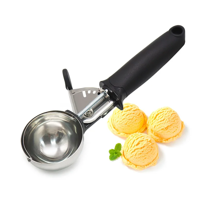 

Professional Kitchen Tool Cookie Scooper with Comfortable and Anti-Freeze Long Handle Tablespoon Ice Cream Scoop, Black