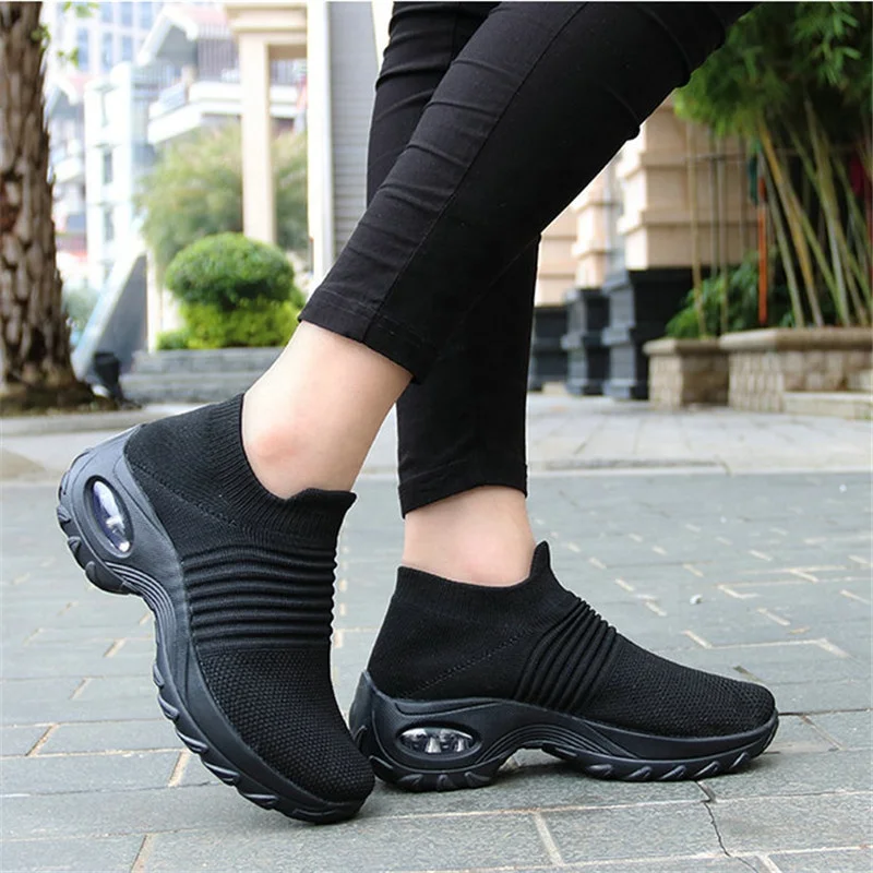 

hot sale women sock shoes warm solid colors sneakers high top sock shoes sneakers women casual sprot shoes, Picture