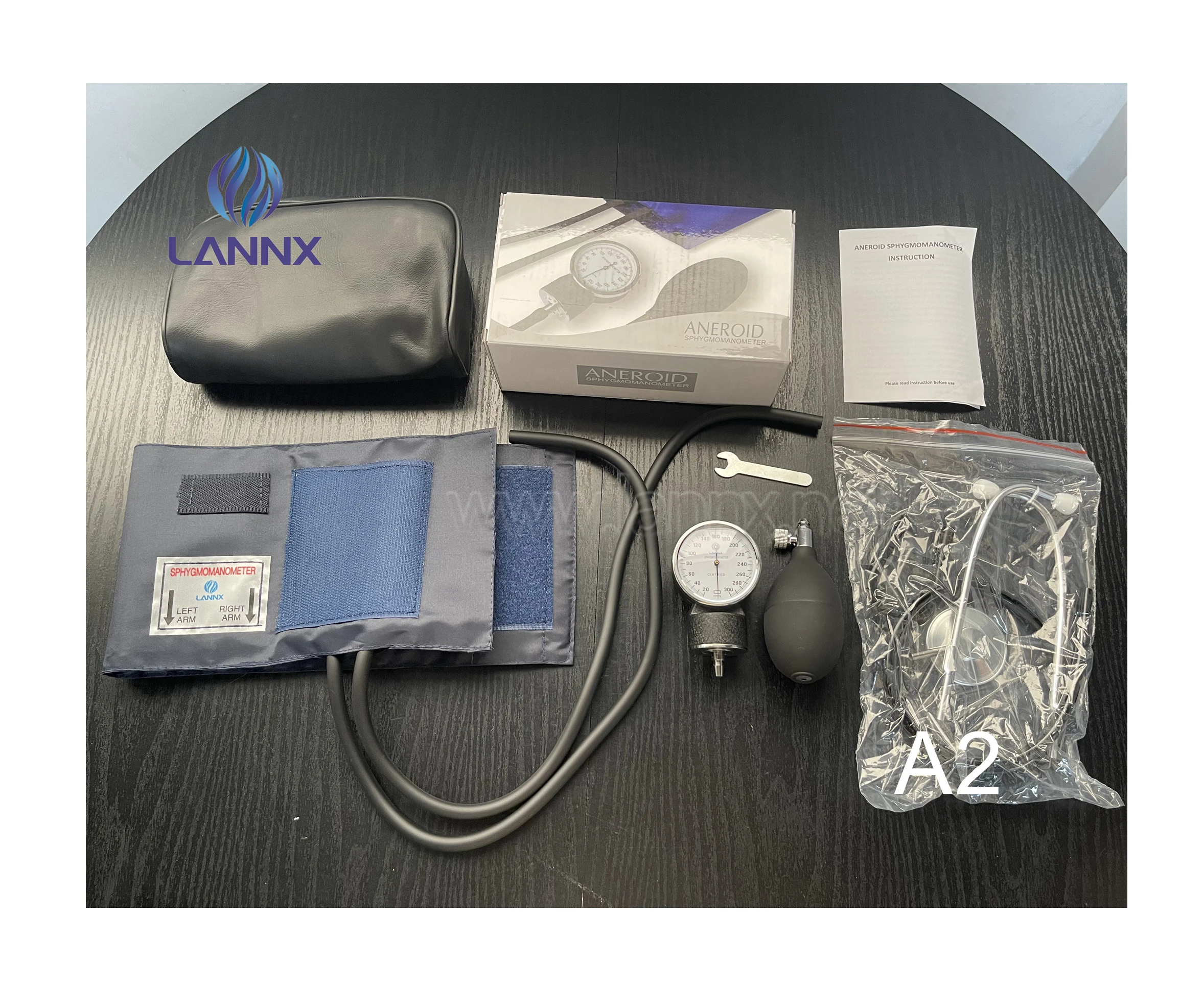 

LANNX A2 Cheap price manual blood pressure monitor machine Aneroid Sphygmomanometer With Stethoscope Kit Arm Type BP Machine