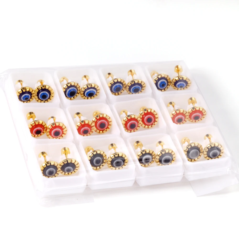 

Factory Stock Wholesale Fashion New Stainless Steel PVD Plated Screw Plug Eye Shape Stud Earrings