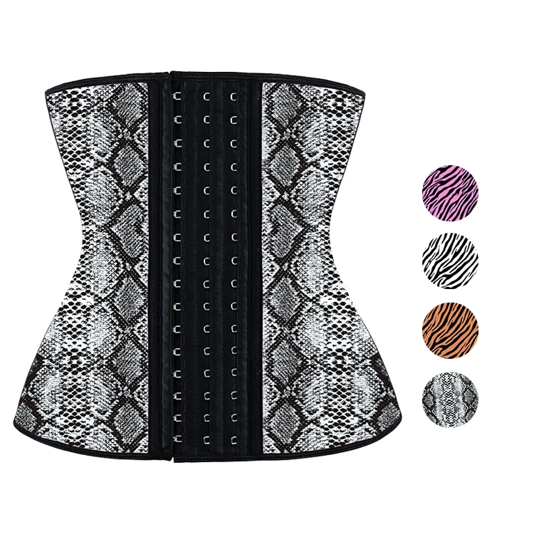 

4 Colors Corset 11.5 inch Long Torso Reflective Colorful 9 Steel Boned Latex Waist Trainers, As shown