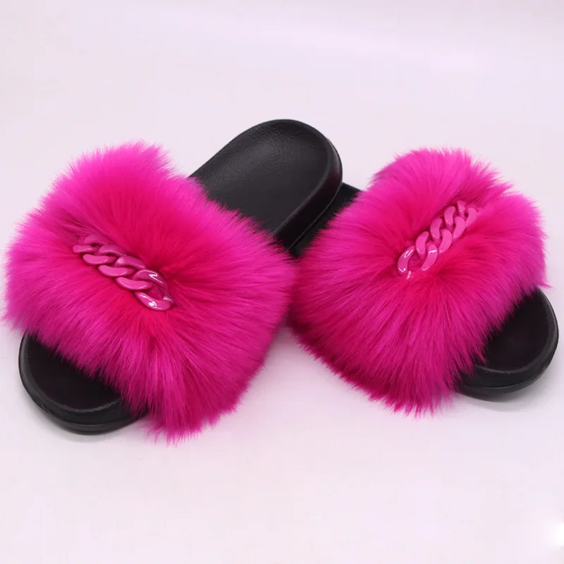 

Factory Flat Slippers Designer Luxury Fur Slippers With Birthday Gift, 20 colors