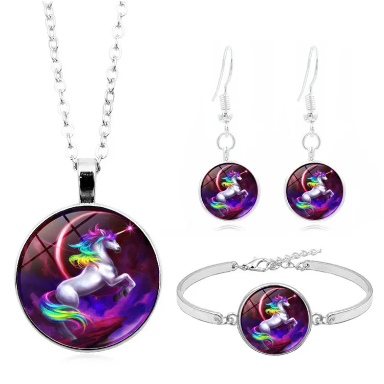 

New time gem children's Necklace Set Silver Bracelet Earrings children's jewelry, Picture shows
