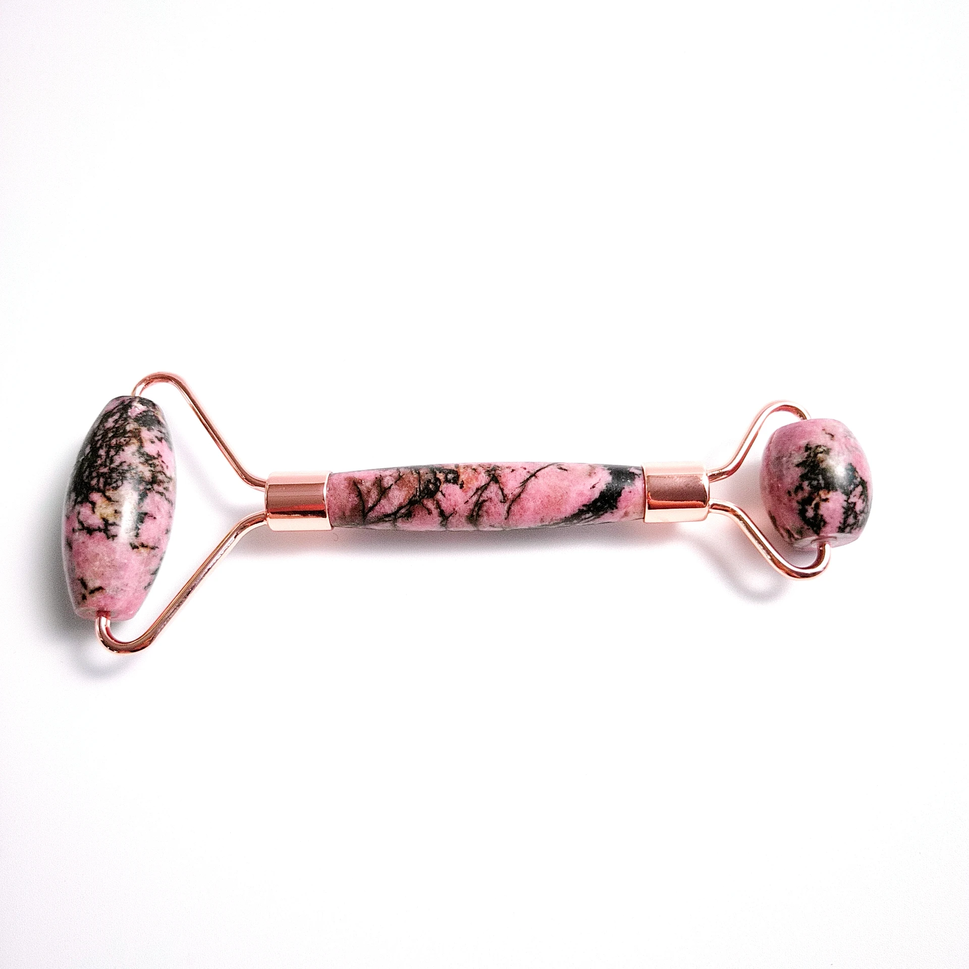 

Hottest item Rhodonite Jade Roller Face Massager for Sale Rose Gold Facial Roller