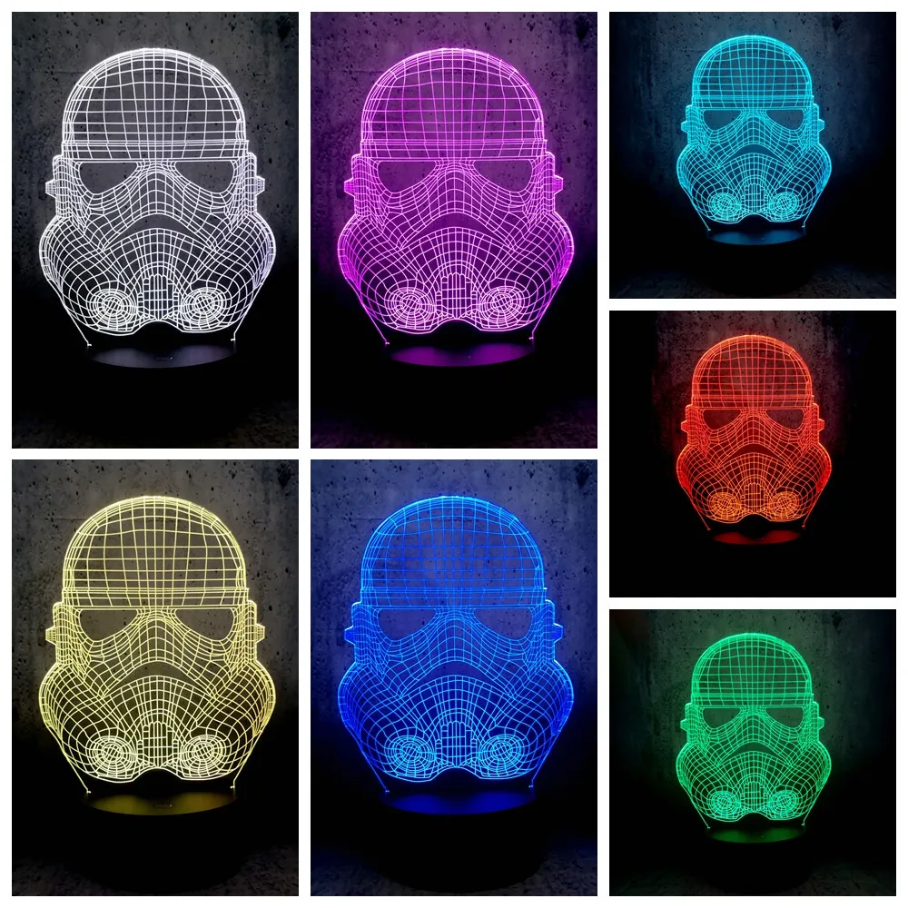 STAR WARS STORM TROOPER SKULL 3D Acrylic LED 7 Color Night Light Touch Lamp Gift 