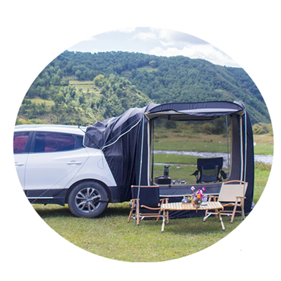 

Outdoor SUV Car Rear Extension Tent Car Side Pop-Up Camping Tent With Canopy Camping Anti-Mosquito Sunshade Shelters Tents, Black