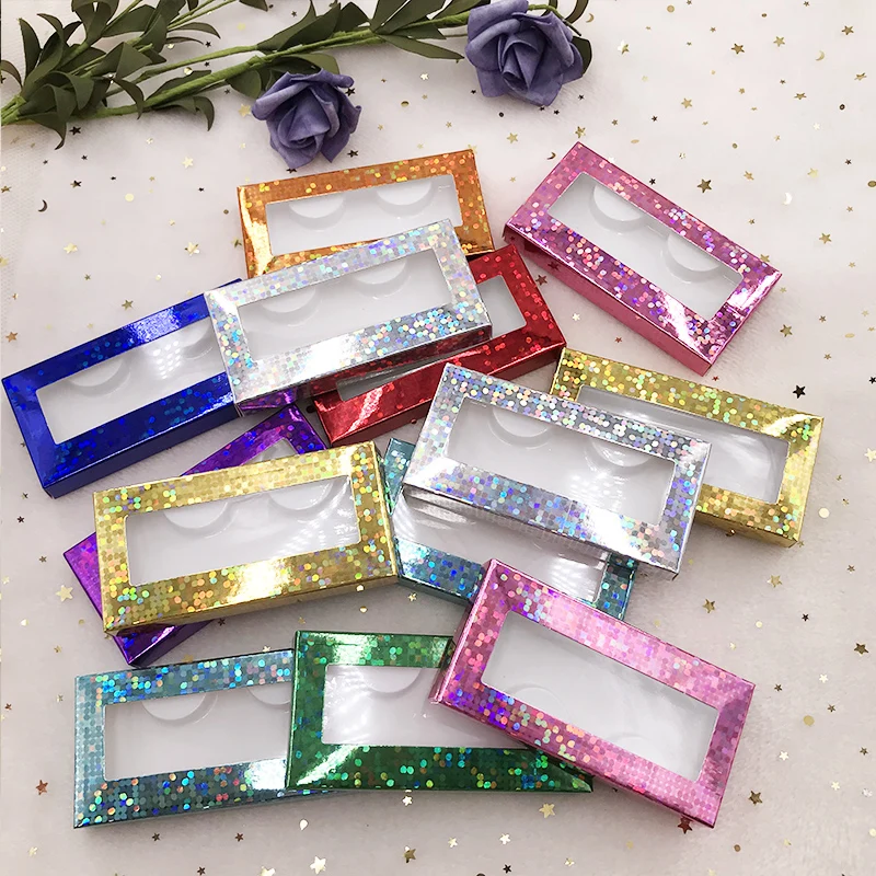 

Glitter lash box holographic long lashes package soft cardboard boxes custom private label logo, Mixed holographic box