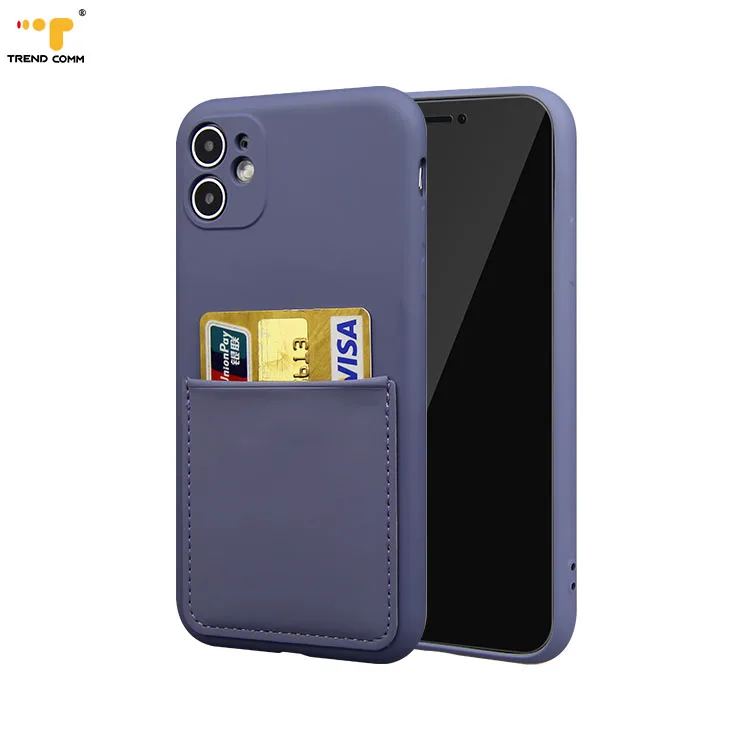 

For iPhone 11 Case With Card Holder Shockproof Soft Costed TPU Card Cases, 5 colors