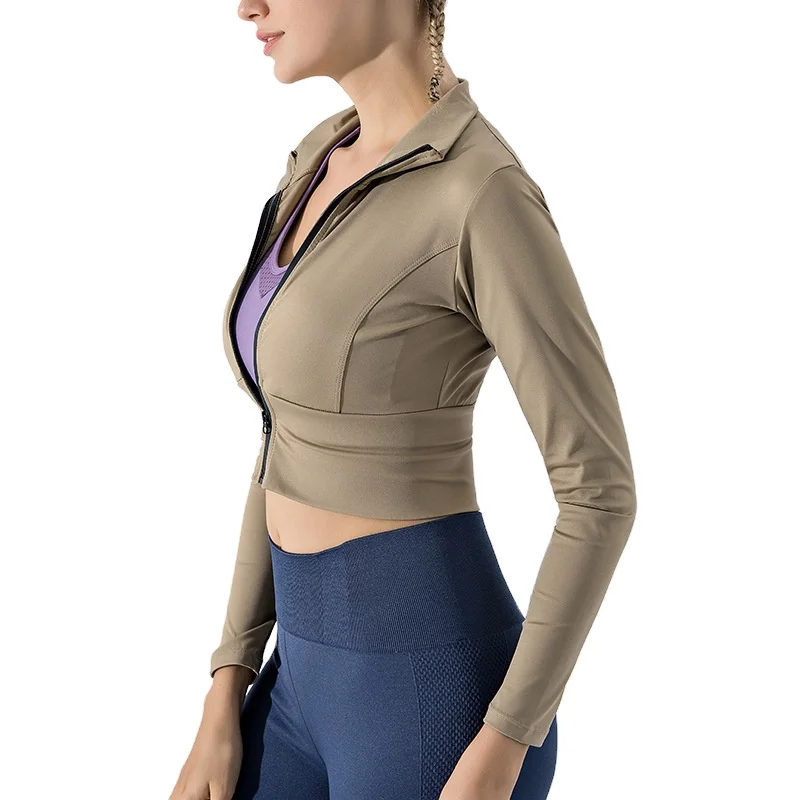

Customized Long Sleeve Women Zip Yoga Top Workout Clothes, Customized colors