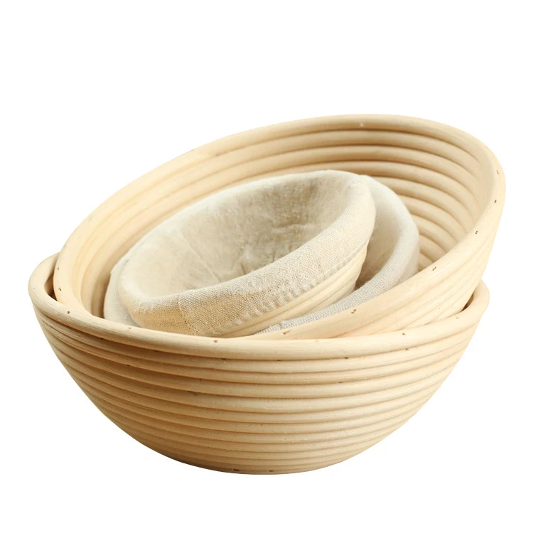 

Natural rattan dough round banneton bread proofing basket with liner