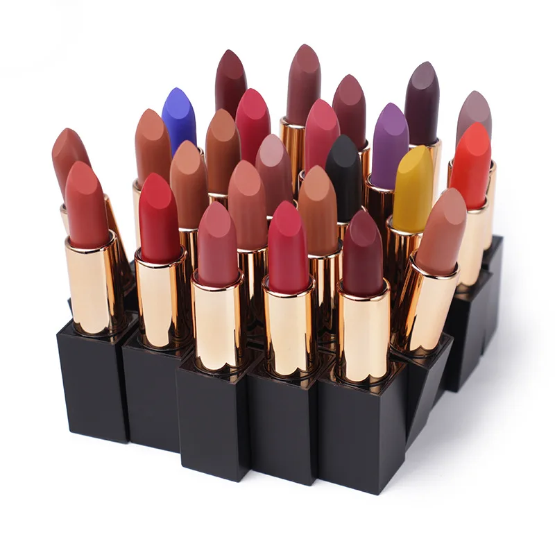 

Hop style Makeup 25 Color Matte waterproof Lipstick Moisturizing Lasting Lipstick Magnetic Straw Lipstick with private label