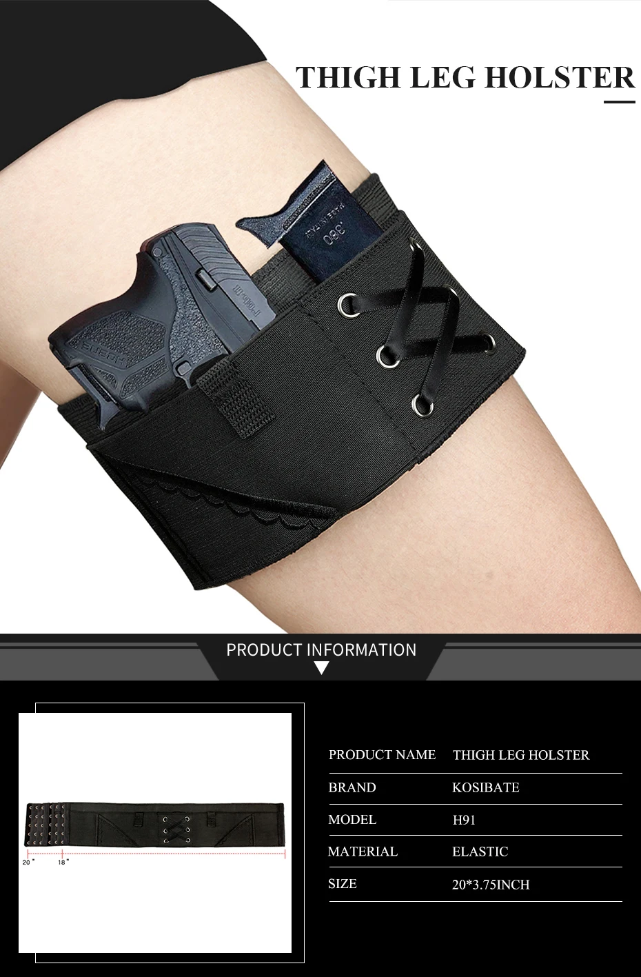 Thigh Leg Holster Adjustable Women Concealed Carry Pistol Holster With