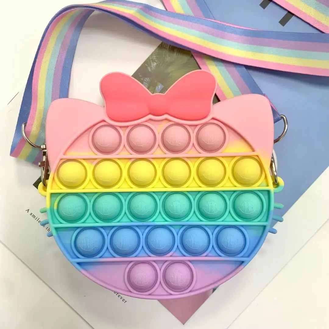 

Wholesale Silicone Cute Fruit Popping Bubble Coin Purse Fidget Kids Sling Messenger Bag, Colorful