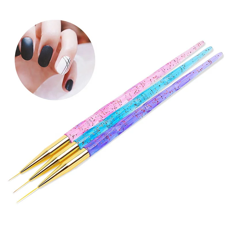 

Nail Art Brush 3D Carving Line Painting Drawing Pen Nail Polish UV Gel Design Manicure Tools Kit, Pink/blue/purple