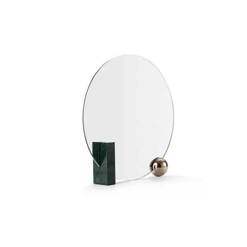 

Tabletop marble mirror stand Stone crafts tabletop mirror decorative gold trim inlay luxury gift cosmetic tools