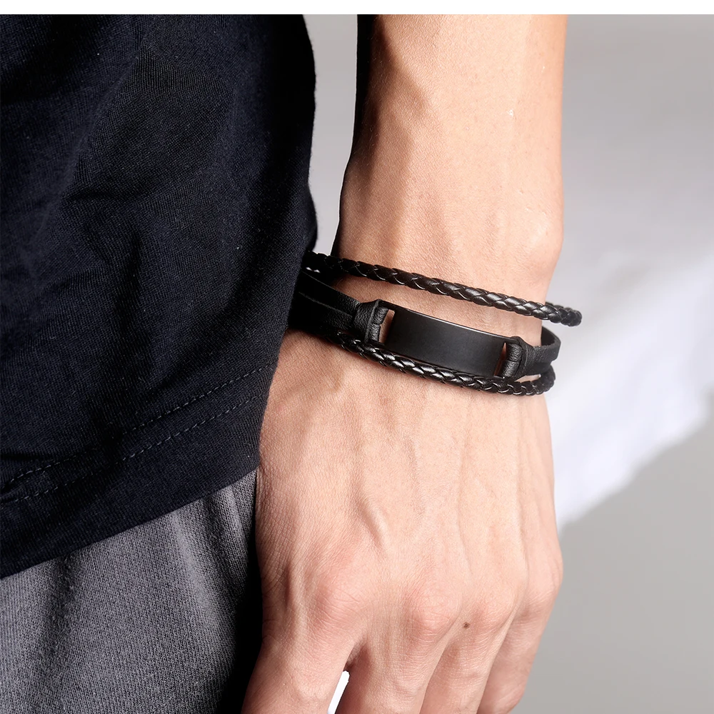 

Aimeishi hot sale stainless steel leather bracelet men (contact us for cheaper shipping cost)