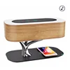 Dimmable led desk light wooden fancy wireless charging desk lamp with speaker
