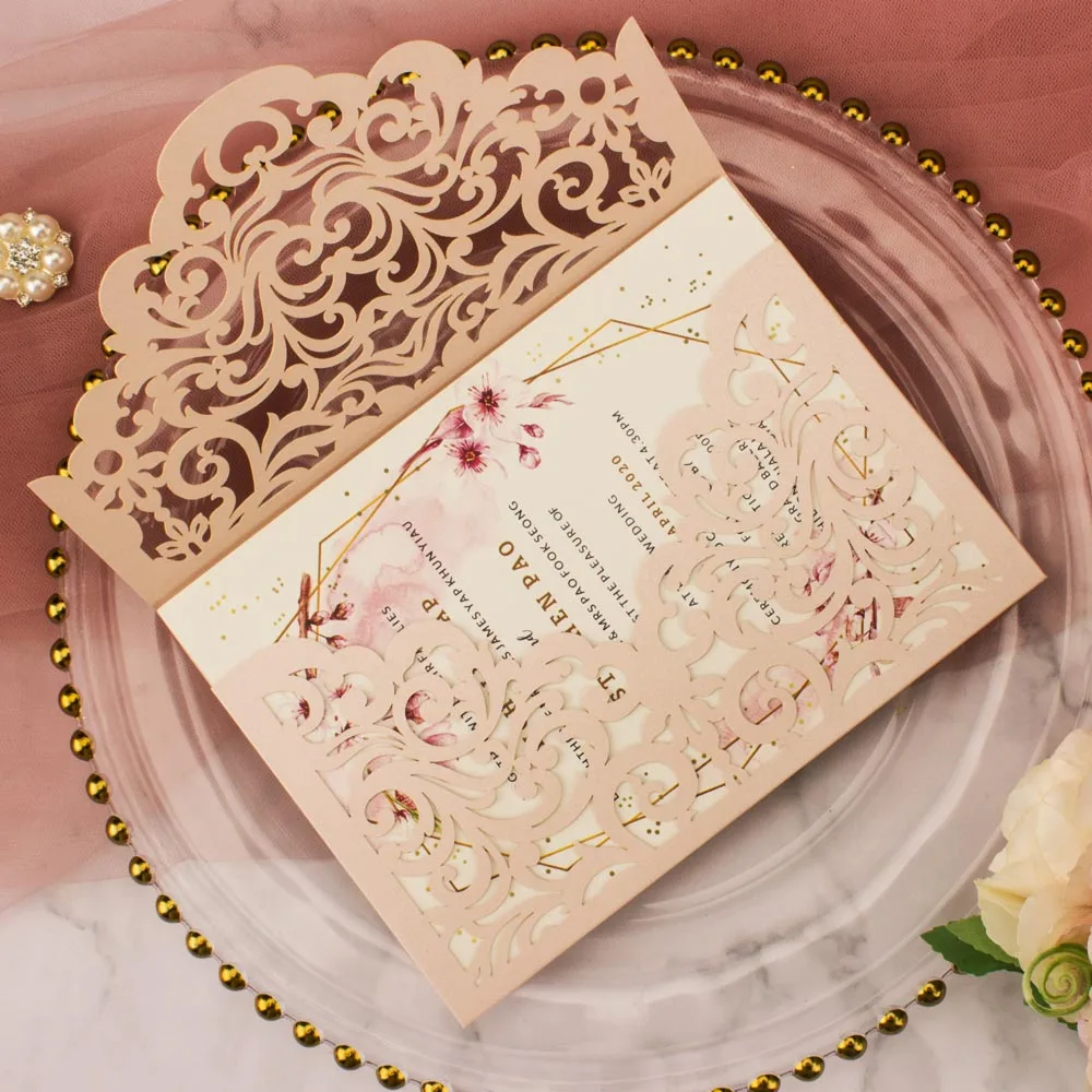 50pcs Rose Laser Cut Wedding I