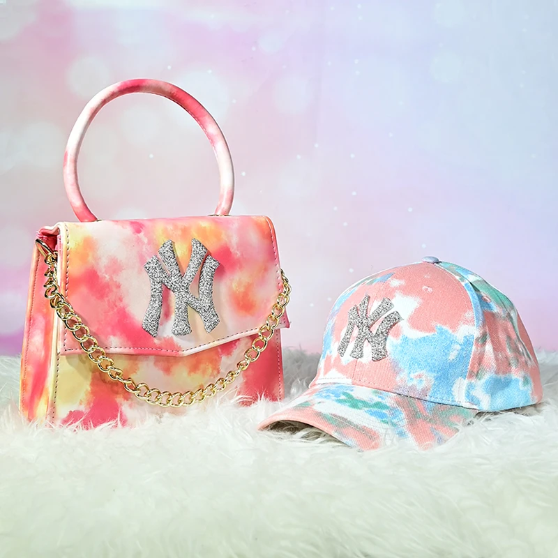 

2021 women hand bags purses and handbags wallets tie dye designer famous brands new york purse and hat set NY hat and purse sets