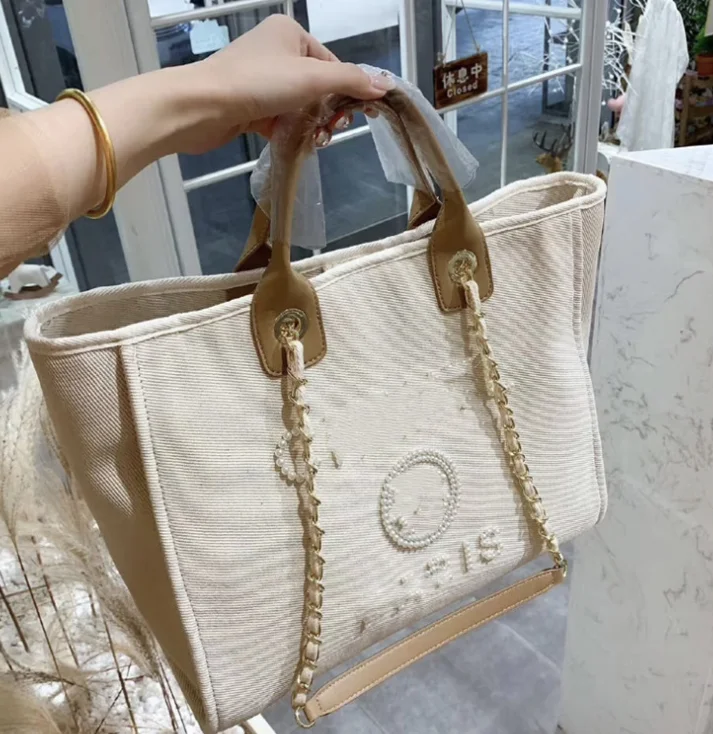 

2021 New Small Square Edging Printing Fashion One-shoulder Messenger Bag Pearl Large-capacity Canvas Bag