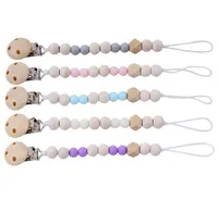 

Amazon Best Selling Eco Friendly Wood Teething Beads Newborn Baby Shower Gift Wooden Dummy Clip