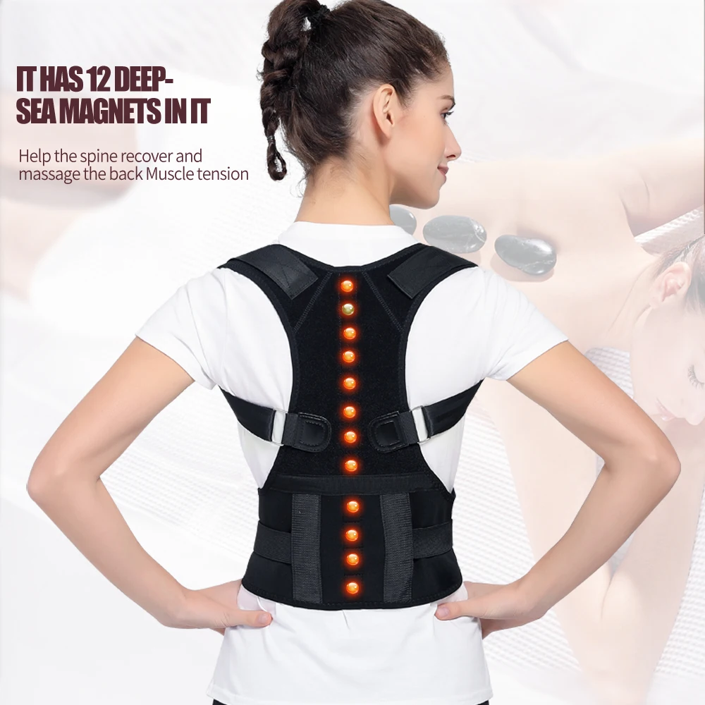 

Therapy lumbar magnetic corrector postural adjustable back posture corrector for men women, Black or customized color