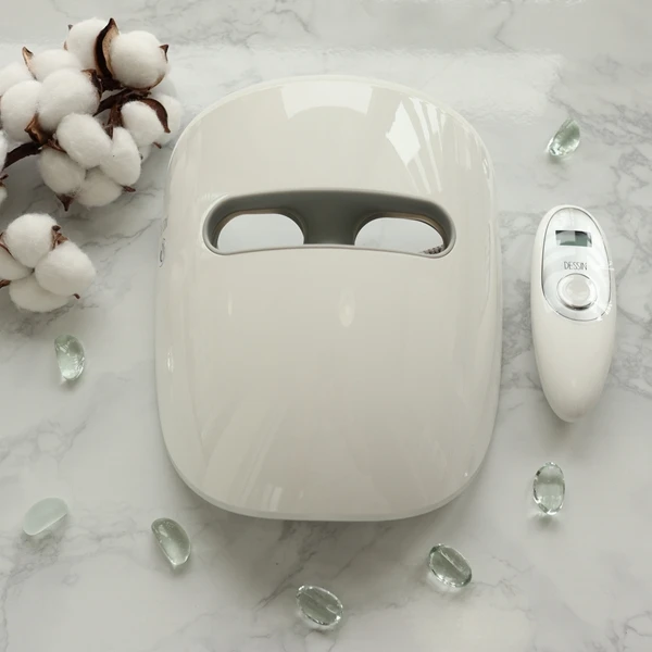 

3 Colors PDT Photon LED Facial Neck Mask Smart System LED Light Therapy Mask for Anti-Aging Beauty Mask, White,support customized