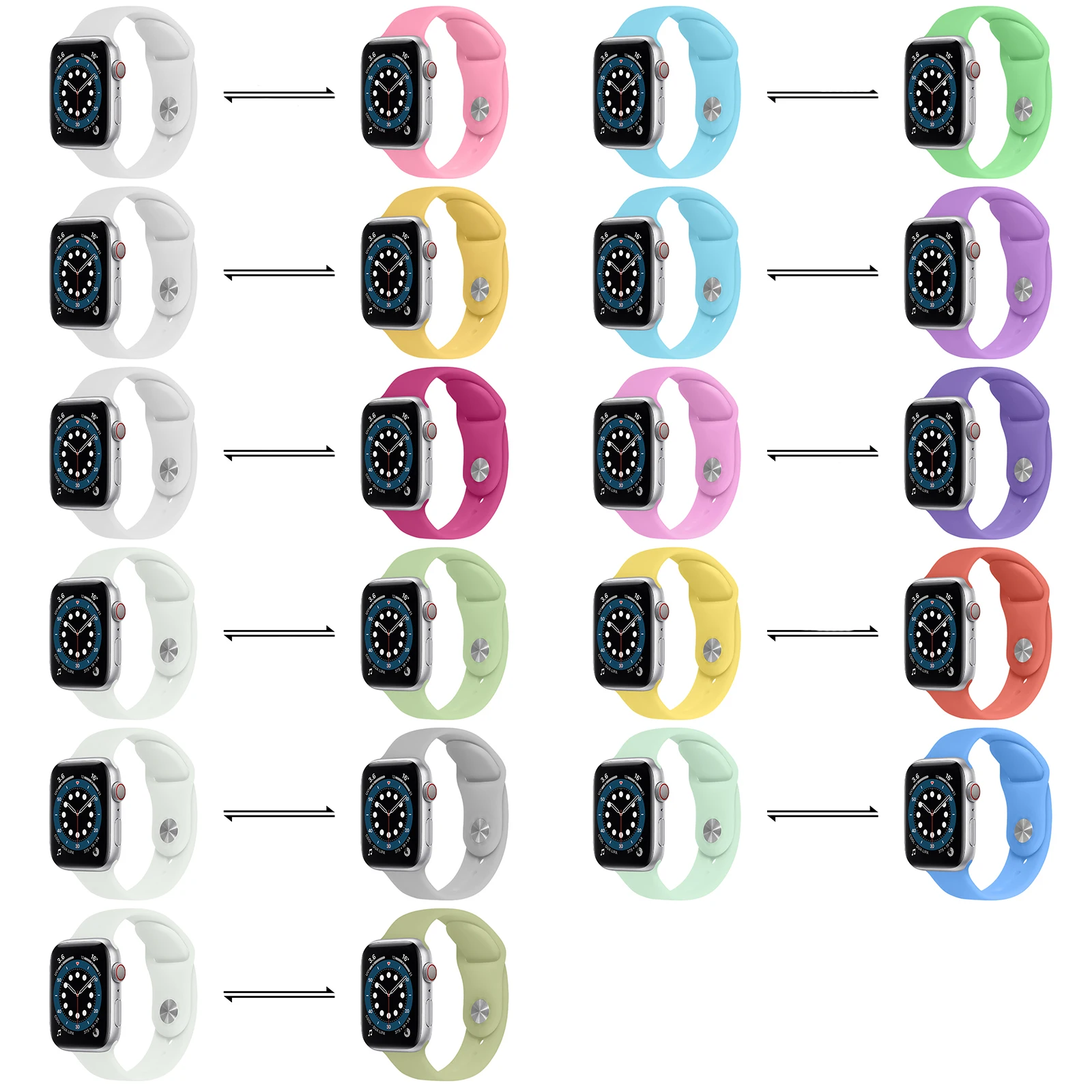 

BOORUI newest sunshine change color soft wristband for iwatch 6 5 4 38mm 40mm silicone strap for apple watch band, 17 colors