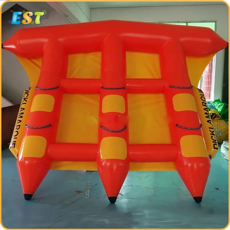 

Inflatable flying fish tube towable water sports inflatable flying manta ray, Blue, red, green, yellow