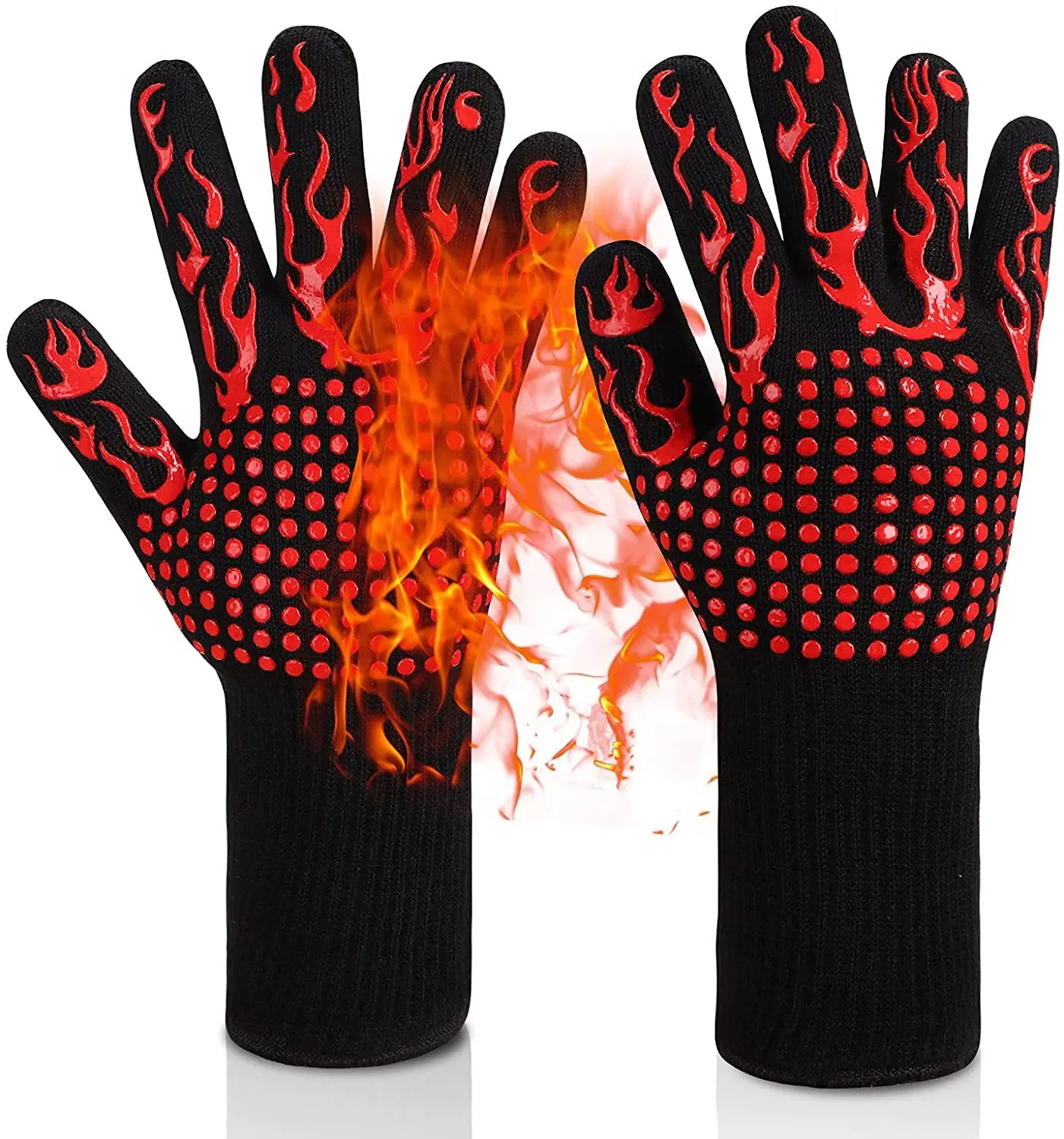 

Manufactures Suppliers Leather Heat Resistant G loves Kitchen Oven Mitt BBQ Grill Cooking Silicone G loves for bbq