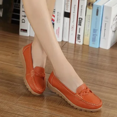 

Big Size 35-44 Women Loafers PU Leather Flats Slip on Shoes Wear resistance Run Walking Footwear Mom Ladies Flat Shoes