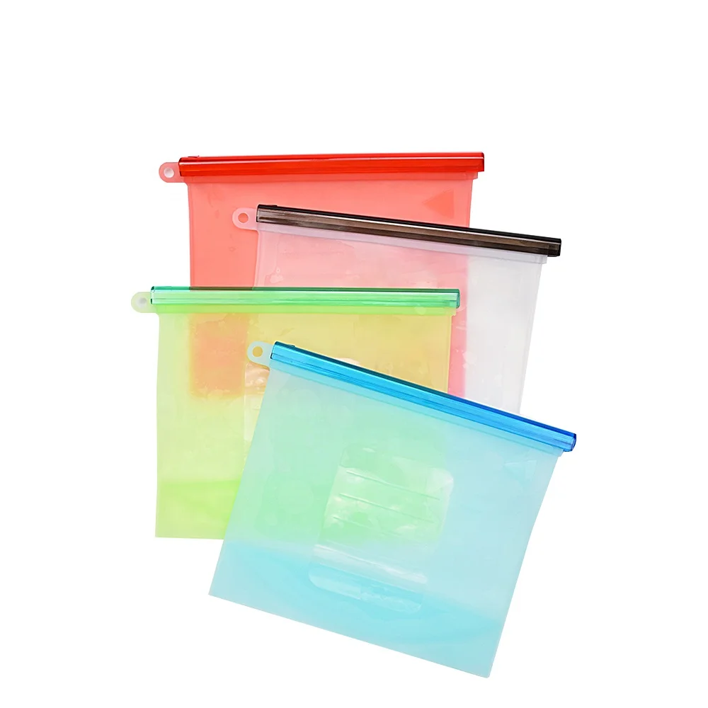 

Hot Sales silicone food storage bag reusable callopsible silicone fresh bag small size 1000ml, Any color can be customized