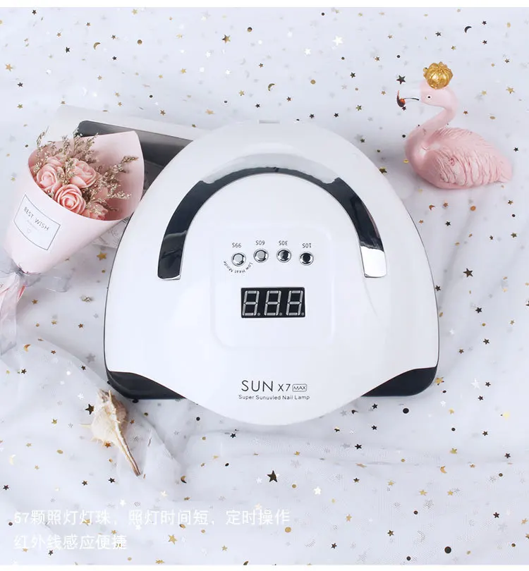 

New Portable 180W Smart Nail Lamp Sun X7 MAX 57LEDs Nail Polish Dryer Professional Automatic Manicure UV Light Nail Lamp