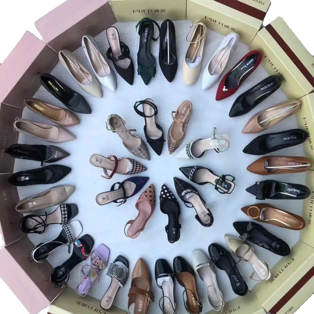 

2021new fashion High heels stock shoes wholesale for lady, Multiple colour