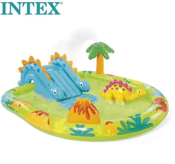 

INTEX 57166 Volcanic Island Dinosaur Park Pool Children's slide pool Inflatable water slide pool, Multicolor , as picture