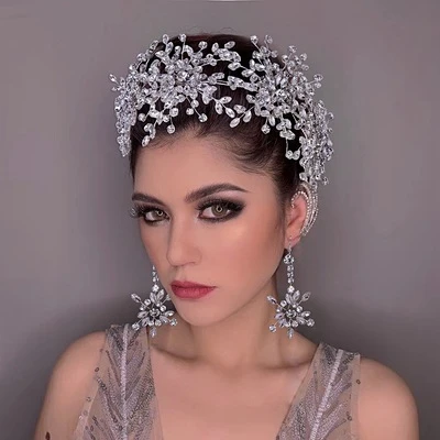 

GENYA Pearl Headband Earrings Set The Bride's Wedding Hair Accessories Rhinestone Tiaras And Wedding Crown Designer, Picture