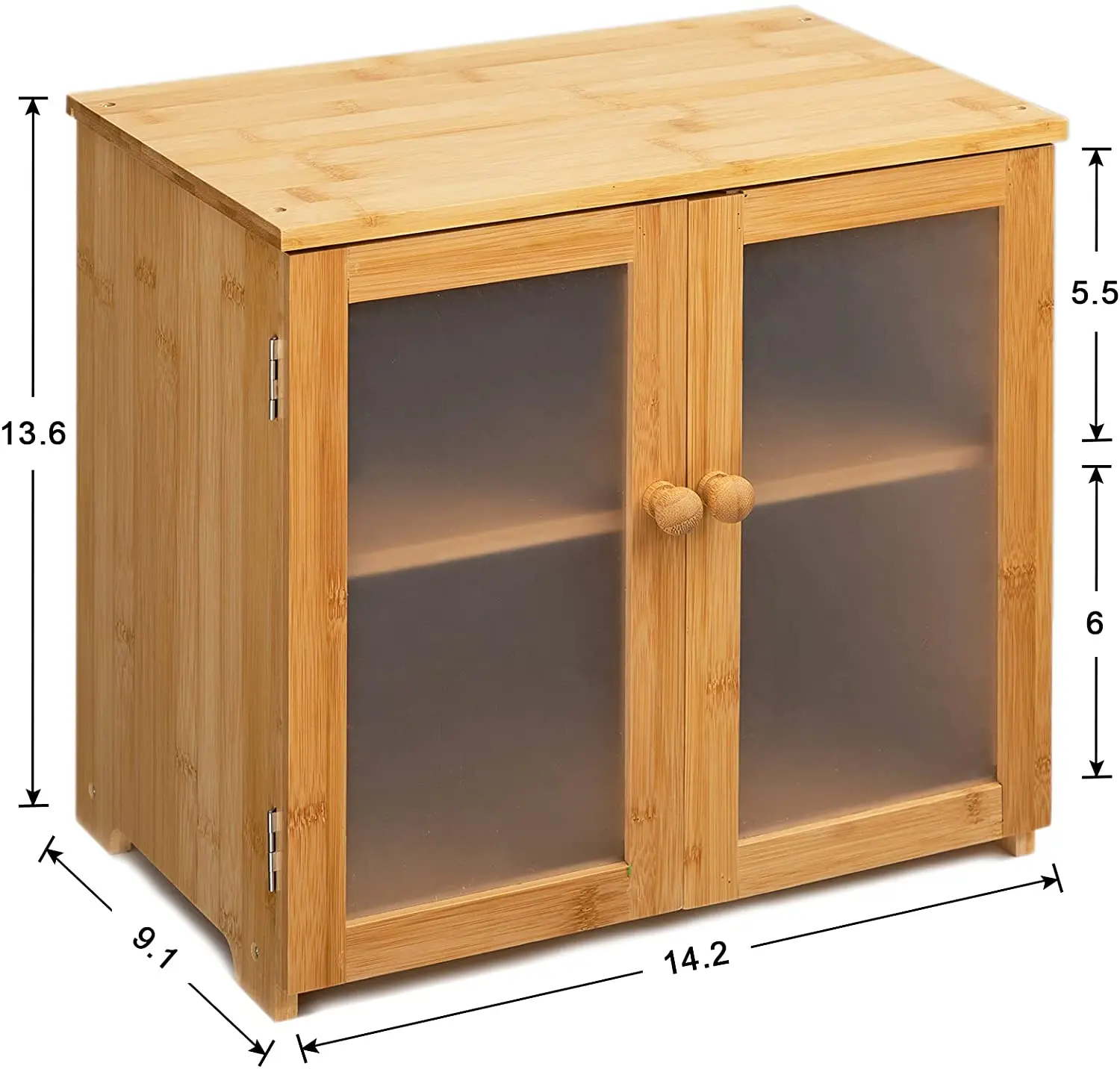 

Large Bamboo Bread Box Countertop Double-Layer Storage Box with Height Adjustable Internal Board Natural