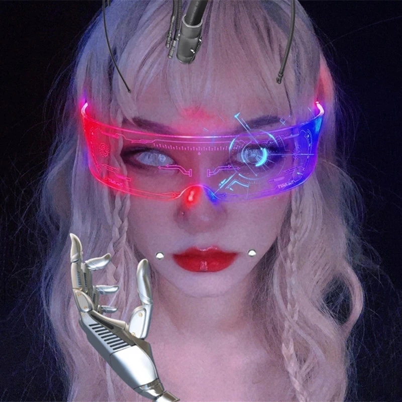 

LED Luminous Sunglasses Vintage Punk Men Women Fashion Party Christmas Colorful Light Up Glasses Shades UV400, Colors