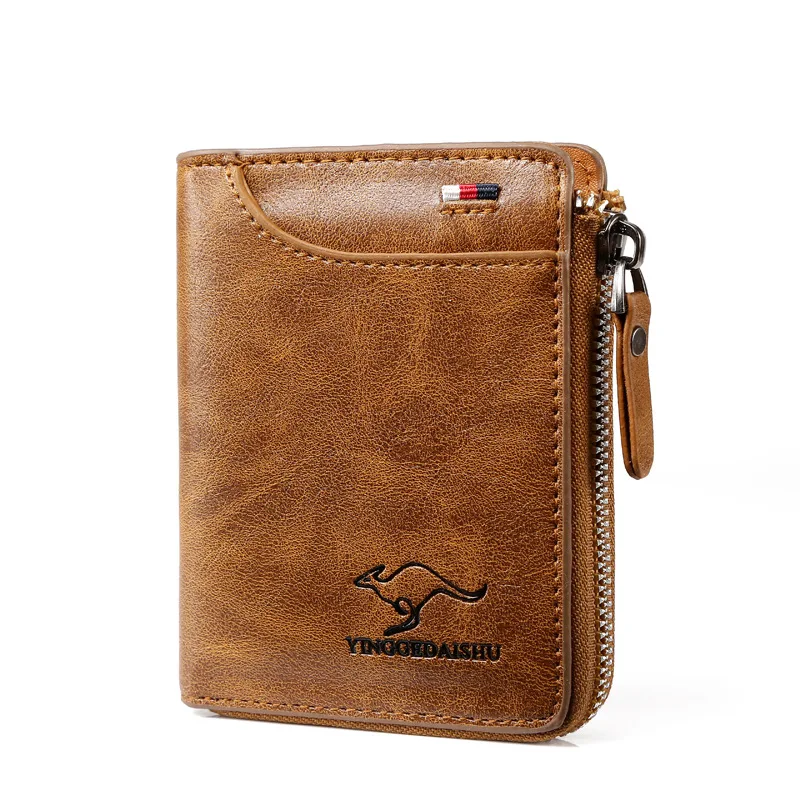 

2021 new kangaroo wallet men's short soft leather large-capacity card holder multi-card pocket men's wallet, 3 colors