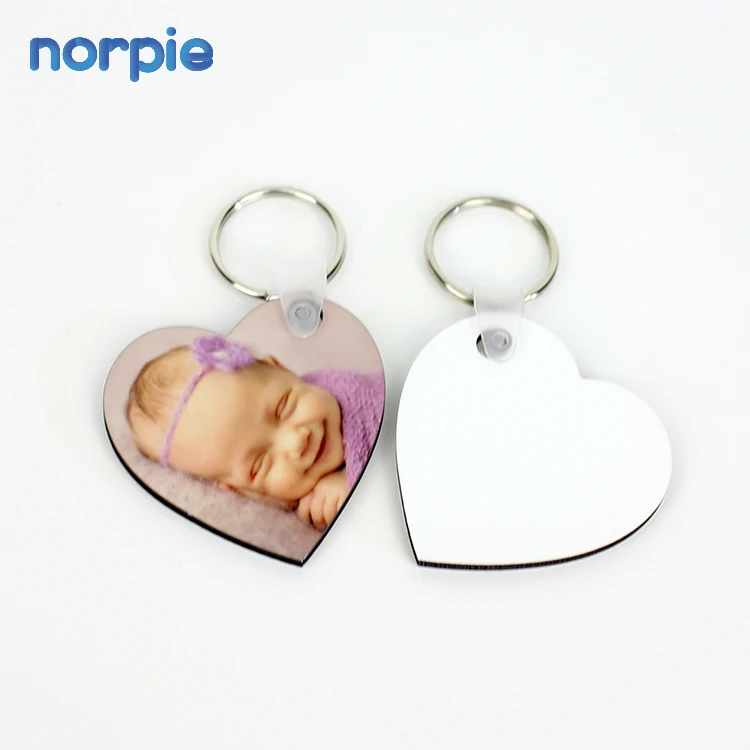 

Wholesale Promotional Gift Souvenir Custom Sublimation Wood Heart Blank MDF Keychains